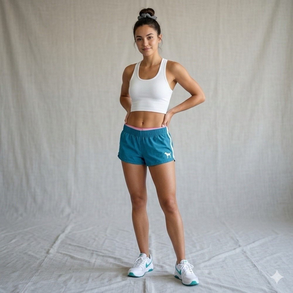 PINK Victorias Secret Micro Shorts S/P Love Pink Blue Athletic Logo Booty Lounge